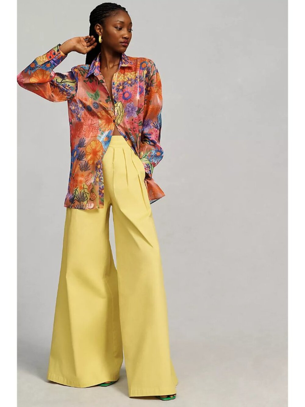 NEW Guapa Anthropologie sheer printed buttondown shirt